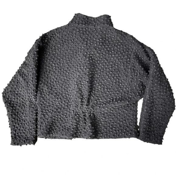 Cold Air Design Wool Blend Popcorn Knit Cropped Coat In Blue Size Medium - Picture 3 of 12